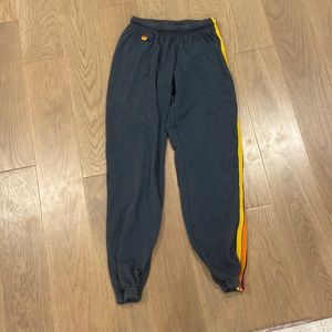 Aviator nation rainbow stripe sweatpants charcoal